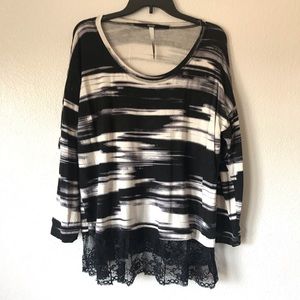 Long sleeve blouse with lace detail at waist